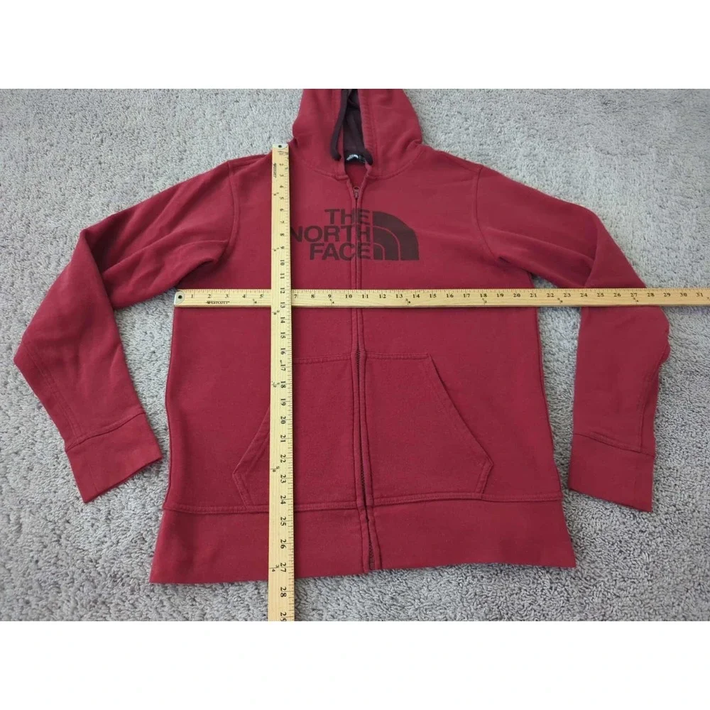 The North Face Hoodie Mens M Red Long Sleeve Full Zip Logo‎ Drawstring Outdoor